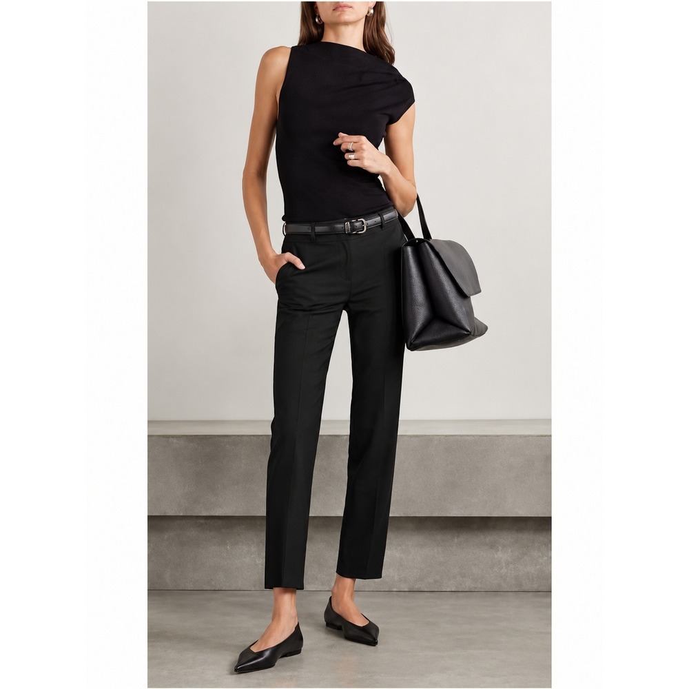 Theory Treeca 2 Traceable Wool Pants Women 6 Slim Ankle Black Career Wear